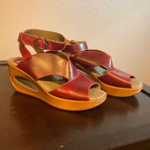 Fly London burgundy sandals